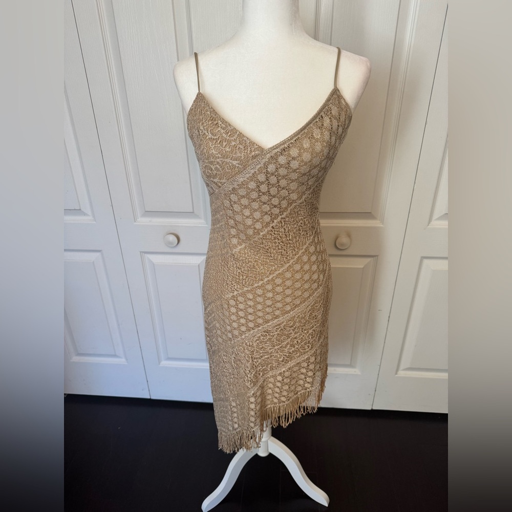 Gold mesh asymmetrical dress